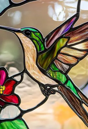Colibrì colorato e disegno floreale